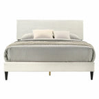 Letto a piattaforma Queen imbottito con testiera – Rosa / Crema / Grigio