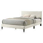 Letto a piattaforma Queen imbottito con testiera – Rosa / Crema / Grigio