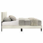 Letto a piattaforma Queen imbottito con testiera – Rosa / Crema / Grigio