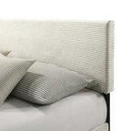 Letto a piattaforma Queen imbottito con testiera – Rosa / Crema / Grigio
