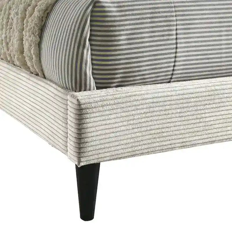 Letto a piattaforma Queen imbottito con testiera – Rosa / Crema / Grigio