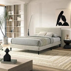 Letto a piattaforma Queen imbottito con testiera – Rosa / Crema / Grigio