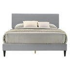 Letto a piattaforma Queen imbottito con testiera – Rosa / Crema / Grigio