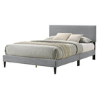 Letto a piattaforma Queen imbottito con testiera – Rosa / Crema / Grigio