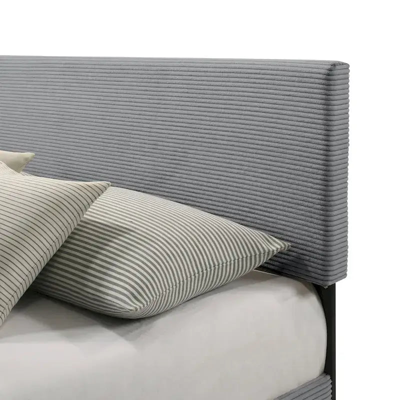 Letto a piattaforma Queen imbottito con testiera – Rosa / Crema / Grigio