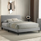 Letto a piattaforma Queen imbottito con testiera – Rosa / Crema / Grigio