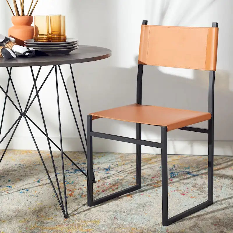 Sedie da Pranzo, Set da 2 – Seduta in Similpelle, Base in Metallo Nero, Stile Moderno