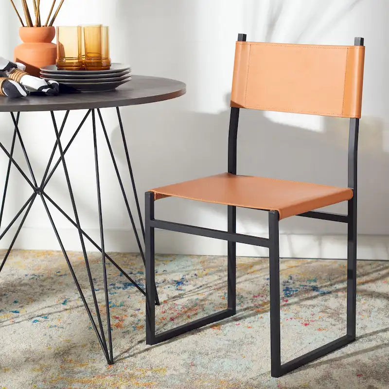 Sedie da Pranzo, Set da 2 – Seduta in Similpelle, Base in Metallo Nero, Stile Moderno