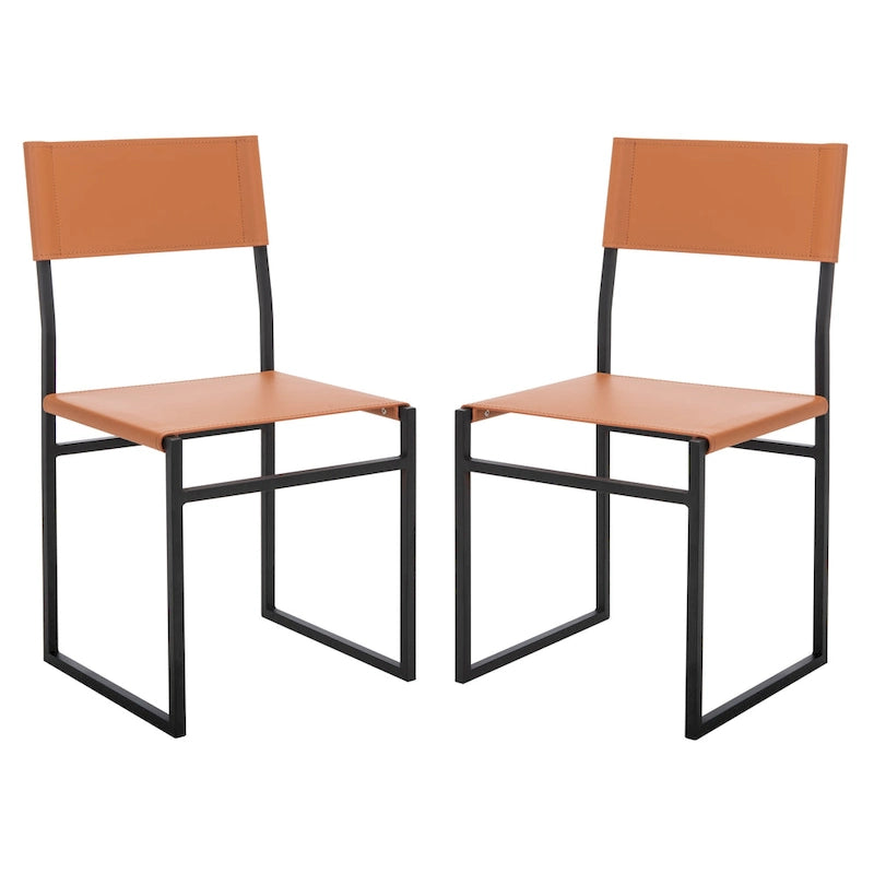 Sedie da Pranzo, Set da 2 – Seduta in Similpelle, Base in Metallo Nero, Stile Moderno
