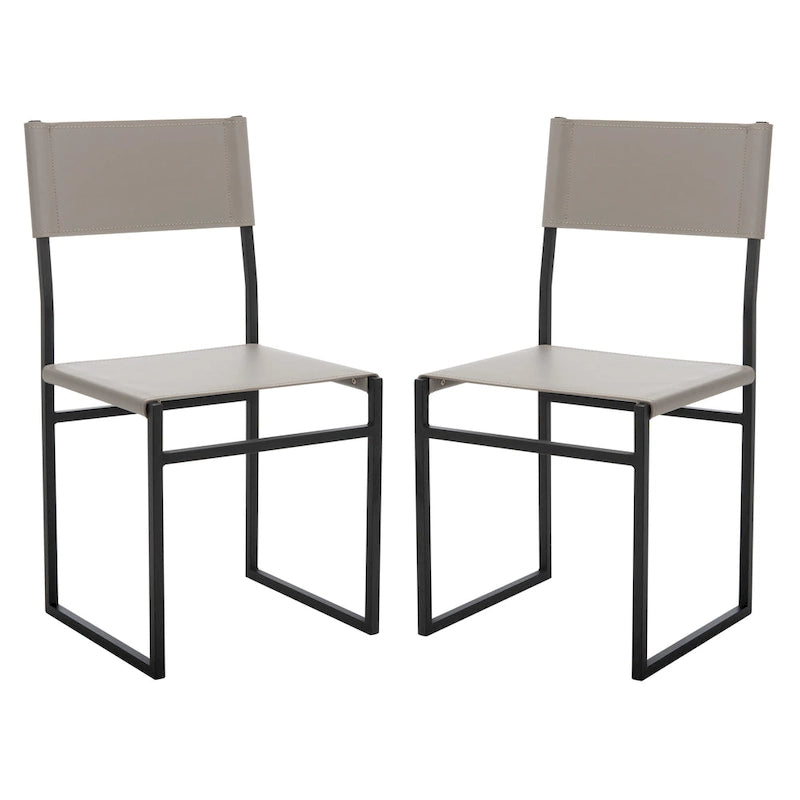 Sedie da Pranzo, Set da 2 – Seduta in Similpelle, Base in Metallo Nero, Stile Moderno