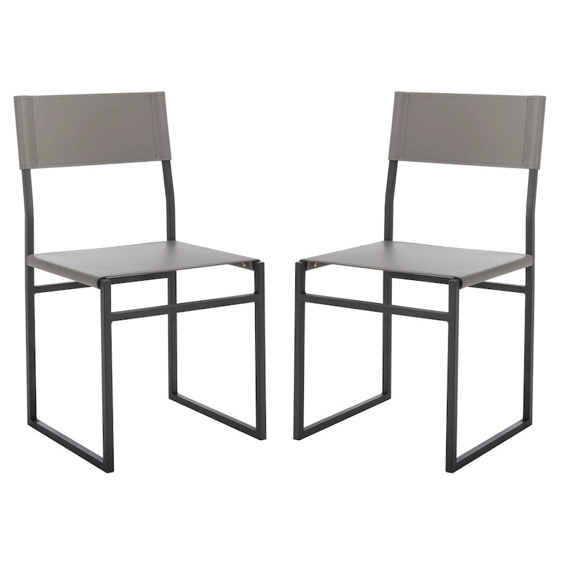 Sedie da Pranzo, Set da 2 – Seduta in Similpelle, Base in Metallo Nero, Stile Moderno