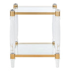 Tavolino d'appoggio con gambe in acrilico e piano in vetro, Ottone/Argento – 50,8 cm L x 50,8 cm P x 61 cm H