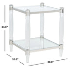 Tavolino d'appoggio con gambe in acrilico e piano in vetro, Ottone/Argento – 50,8 cm L x 50,8 cm P x 61 cm H