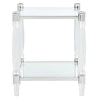 Tavolino d'appoggio con gambe in acrilico e piano in vetro, Ottone/Argento – 50,8 cm L x 50,8 cm P x 61 cm H