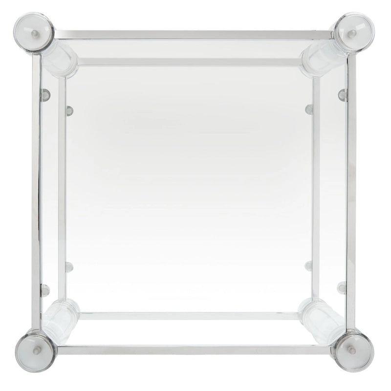 Tavolino d'appoggio con gambe in acrilico e piano in vetro, Ottone/Argento – 50,8 cm L x 50,8 cm P x 61 cm H