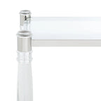 Tavolino d'appoggio con gambe in acrilico e piano in vetro, Ottone/Argento – 50,8 cm L x 50,8 cm P x 61 cm H