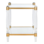 Tavolino d'appoggio con gambe in acrilico e piano in vetro, Ottone/Argento – 50,8 cm L x 50,8 cm P x 61 cm H