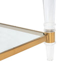 Tavolino d'appoggio con gambe in acrilico e piano in vetro, Ottone/Argento – 50,8 cm L x 50,8 cm P x 61 cm H