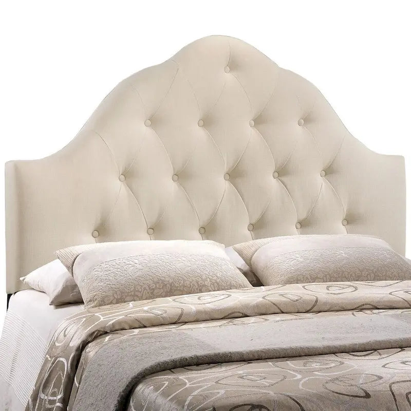 Testiera in tessuto trapuntato beige/bianco sporco/grigio – King, 1 posto