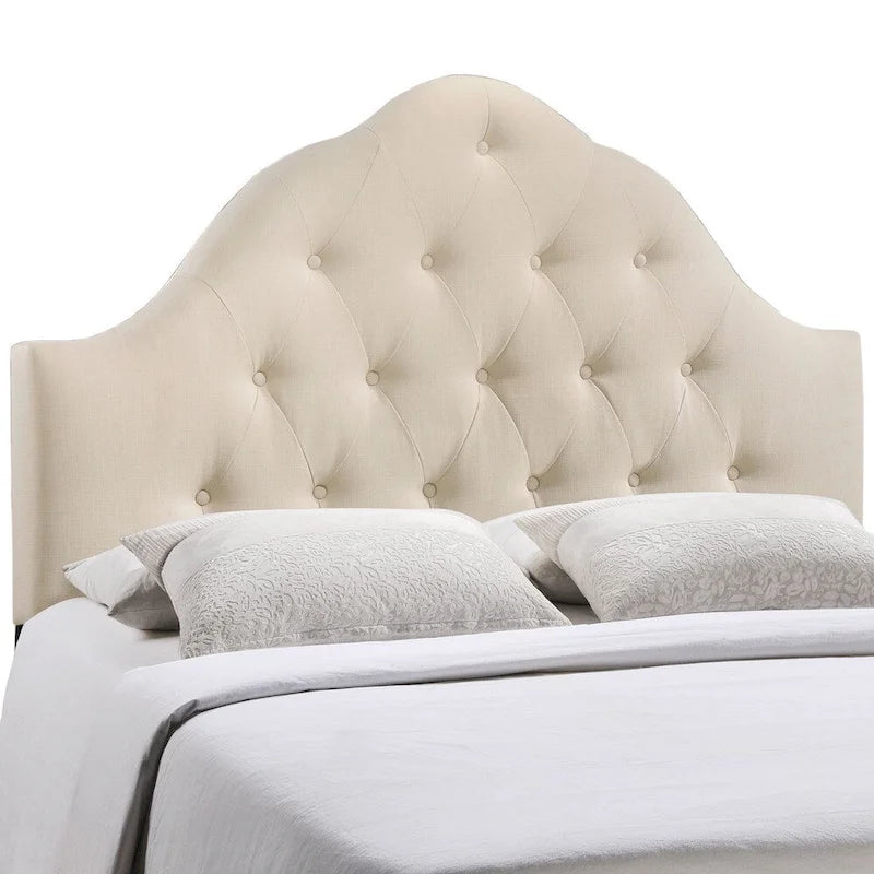 Testiera in tessuto trapuntato beige/bianco sporco/grigio – King, 1 posto