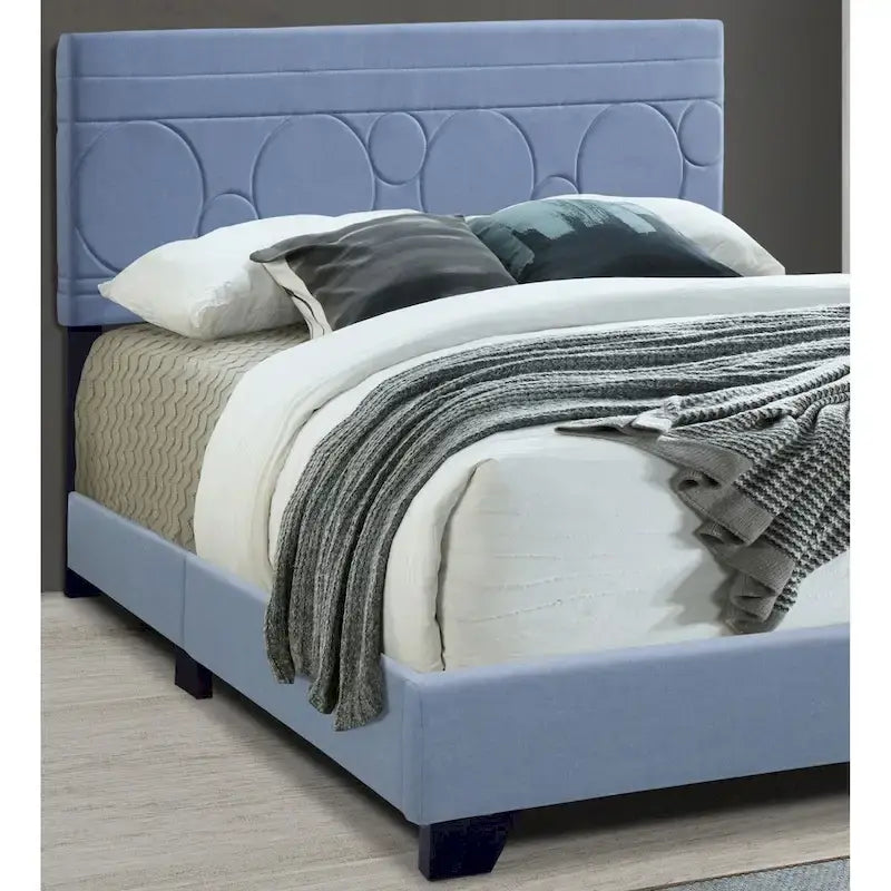 Letto imbottito in ecopelle azzurra, Queen, 1 persona