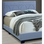 Letto imbottito in ecopelle azzurra, Queen, 1 persona