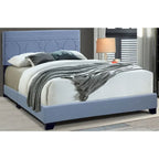 Letto imbottito in ecopelle azzurra, Queen, 1 persona