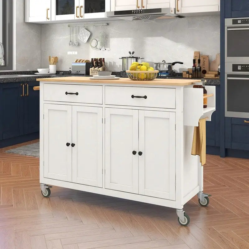 Carrello da cucina nero su rotelle con ruote bloccabili, 2 cassetti e portasciugamani