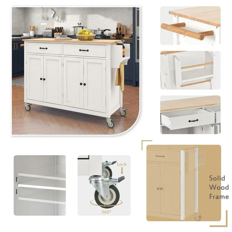Carrello da cucina nero su rotelle con ruote bloccabili, 2 cassetti e portasciugamani