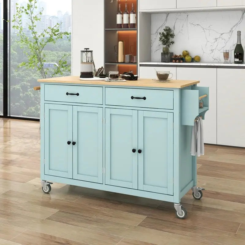 Carrello da cucina nero su rotelle con ruote bloccabili, 2 cassetti e portasciugamani