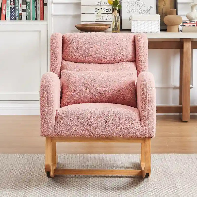 Sedia a dondolo reclinabile con schienale alto e tasche laterali, Grigio/Nero/Rosa/Verde/Avorio, 1 posto