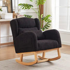 Sedia a dondolo reclinabile con schienale alto e tasche laterali, Grigio/Nero/Rosa/Verde/Avorio, 1 posto