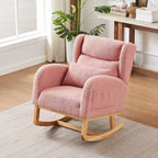 Sedia a dondolo reclinabile con schienale alto e tasche laterali, Grigio/Nero/Rosa/Verde/Avorio, 1 posto