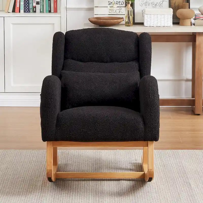 Sedia a dondolo reclinabile con schienale alto e tasche laterali, Grigio/Nero/Rosa/Verde/Avorio, 1 posto