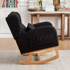 Sedia a dondolo reclinabile con schienale alto e tasche laterali, Grigio/Nero/Rosa/Verde/Avorio, 1 posto