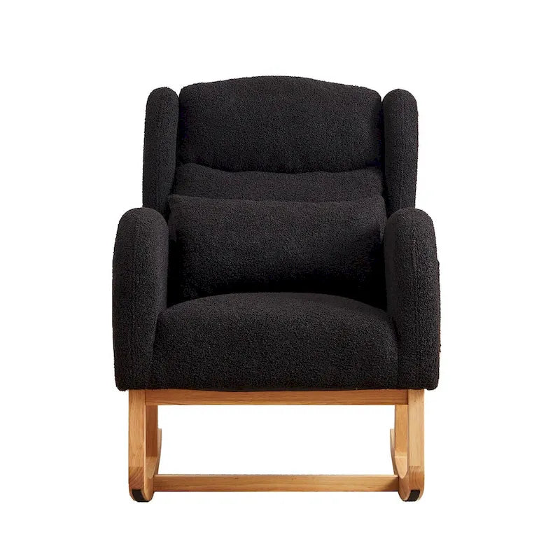 Sedia a dondolo reclinabile con schienale alto e tasche laterali, Grigio/Nero/Rosa/Verde/Avorio, 1 posto