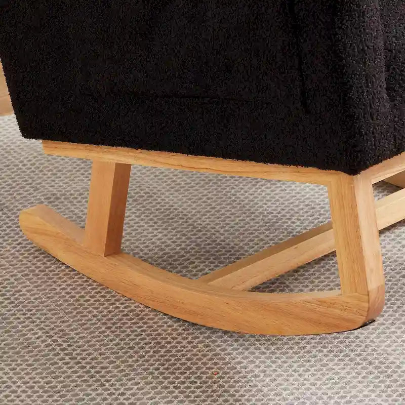 Sedia a dondolo reclinabile con schienale alto e tasche laterali, Grigio/Nero/Rosa/Verde/Avorio, 1 posto