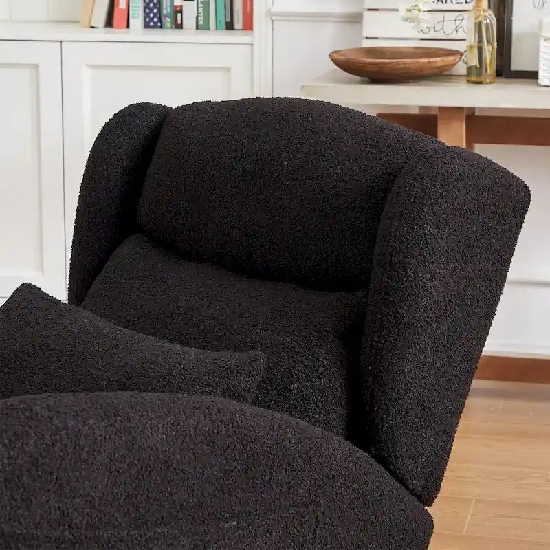 Sedia a dondolo reclinabile con schienale alto e tasche laterali, Grigio/Nero/Rosa/Verde/Avorio, 1 posto