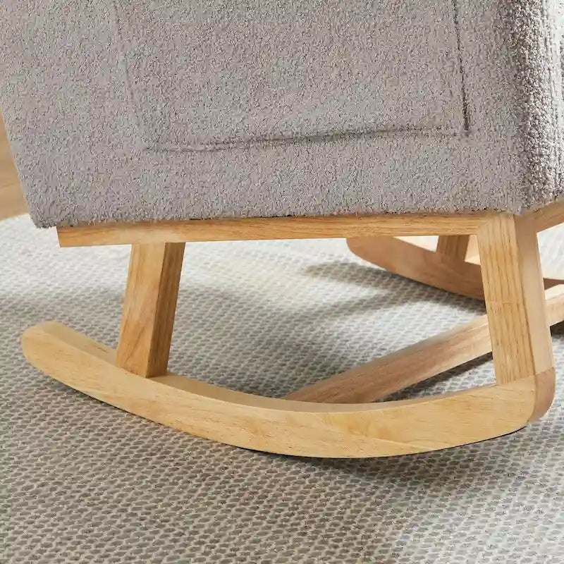 Sedia a dondolo reclinabile con schienale alto e tasche laterali, Grigio/Nero/Rosa/Verde/Avorio, 1 posto