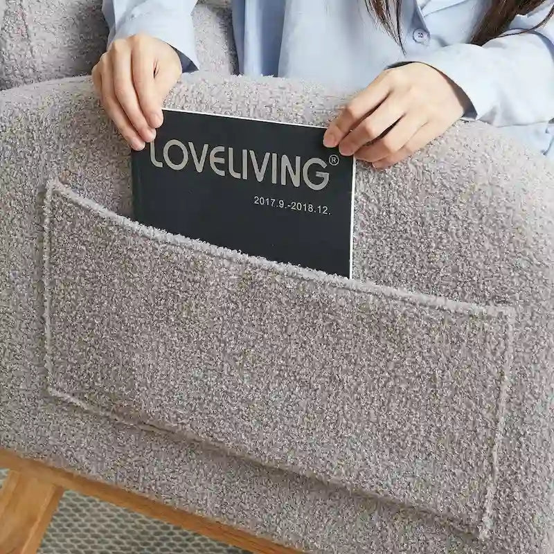 Sedia a dondolo reclinabile con schienale alto e tasche laterali, Grigio/Nero/Rosa/Verde/Avorio, 1 posto