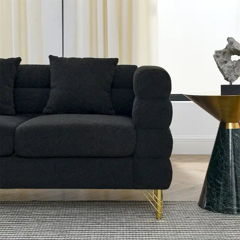 Divano sezionale a L nero, stile Art Déco, 5 posti a sedere
