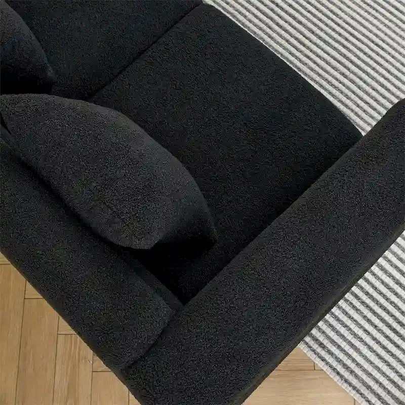 Divano sezionale a L nero, stile Art Déco, 5 posti a sedere