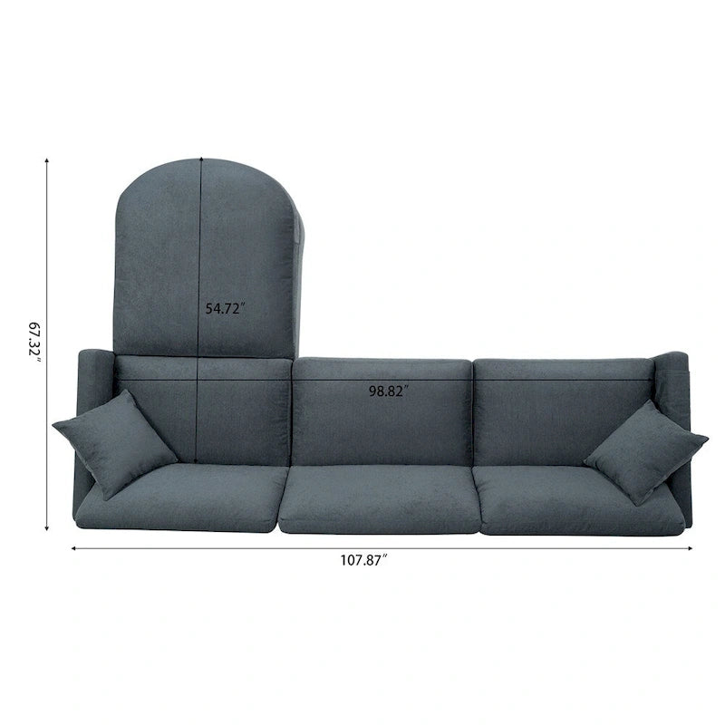 Divano componibile moderno a 3 posti in tessuto beige/grigio scuro con pouf