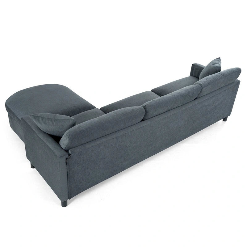 Divano componibile moderno a 3 posti in tessuto beige/grigio scuro con pouf