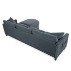 Divano componibile moderno a 3 posti in tessuto beige/grigio scuro con pouf