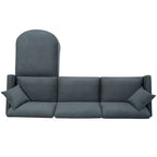 Divano componibile moderno a 3 posti in tessuto beige/grigio scuro con pouf