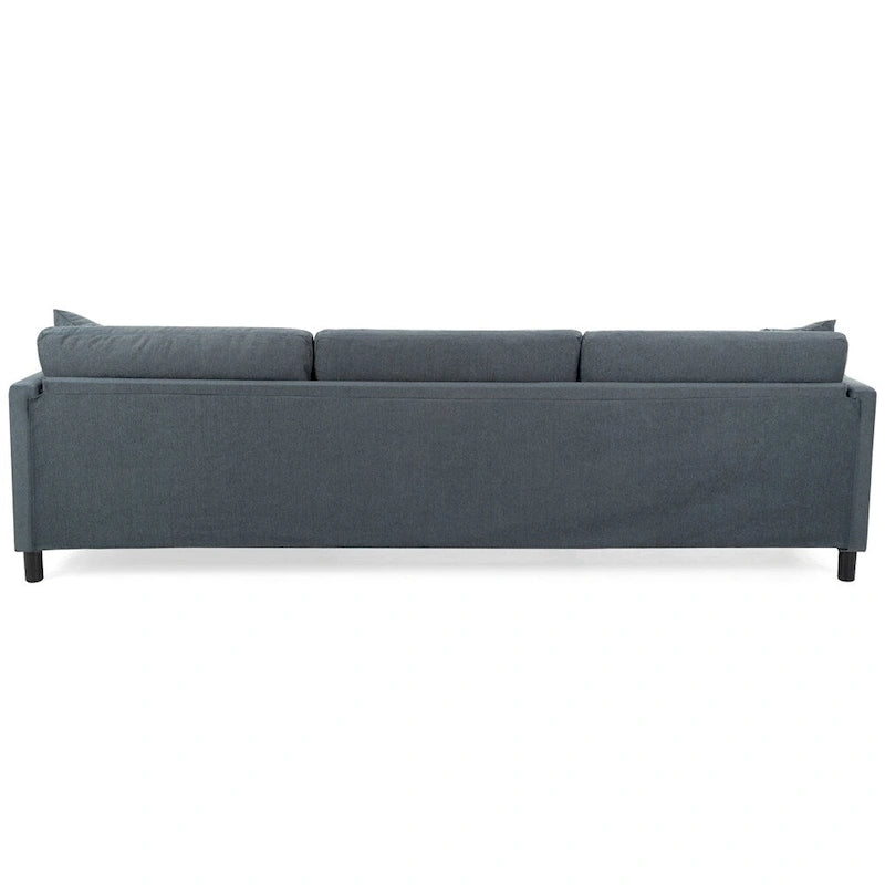 Divano componibile moderno a 3 posti in tessuto beige/grigio scuro con pouf