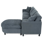 Divano componibile moderno a 3 posti in tessuto beige/grigio scuro con pouf