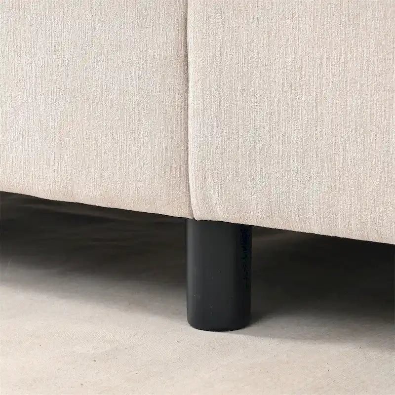 Divano componibile moderno a 3 posti in tessuto beige/grigio scuro con pouf