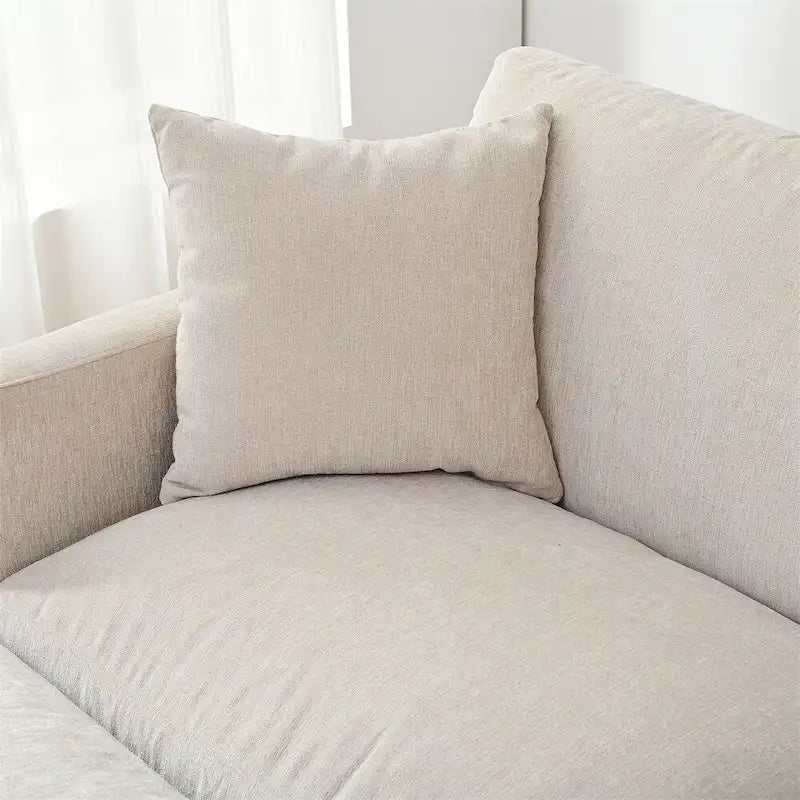 Divano componibile moderno a 3 posti in tessuto beige/grigio scuro con pouf